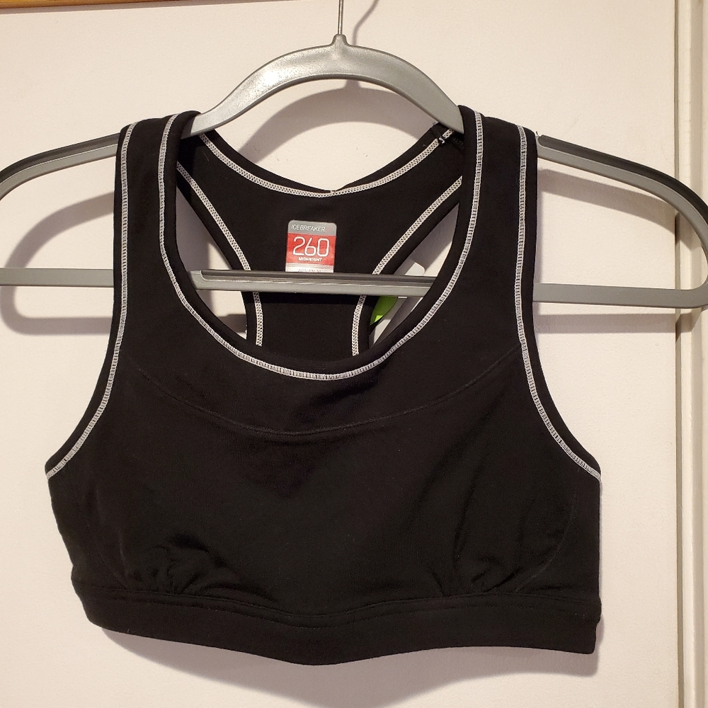Icebreaker Women’s GT Run Rush Bra, Merino Wool, Black, Medium